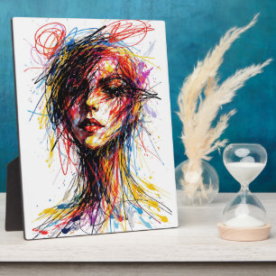 Feuriges Kritzelporträt Emotioneller Wirbel Fotoplatte