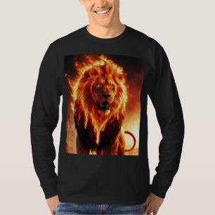 Feuriges Löwen-T-Shirt für Männer   Flammender Löw T-Shirt