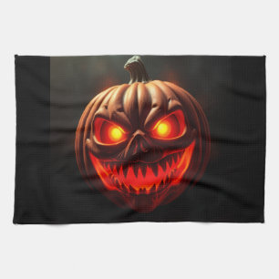 Feuriges Neonschminkekürbis Halloween Küchentuch