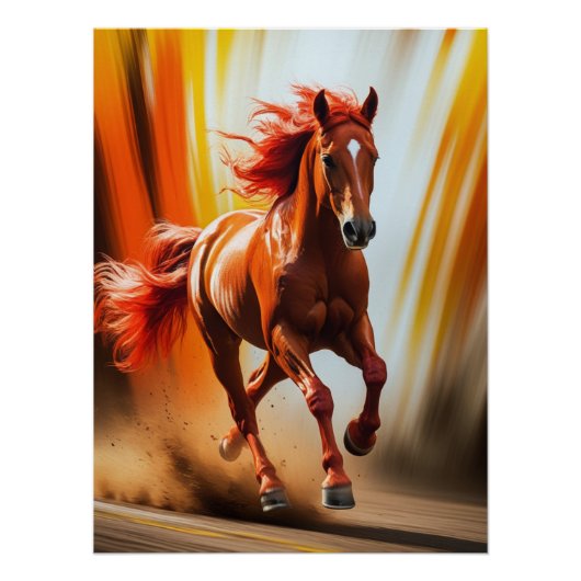 Feuriges Rennpferd – Dynamische Energie-Kunstposte Poster (Vorderseite)