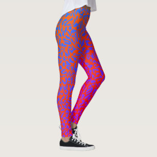 Feuriges Rot Orange Lila Leopard Leggings