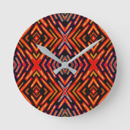 Feuriges Rot Orange Schwarz  Runde Wanduhr