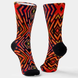 Feuriges Rot Orange Schwarz Socken