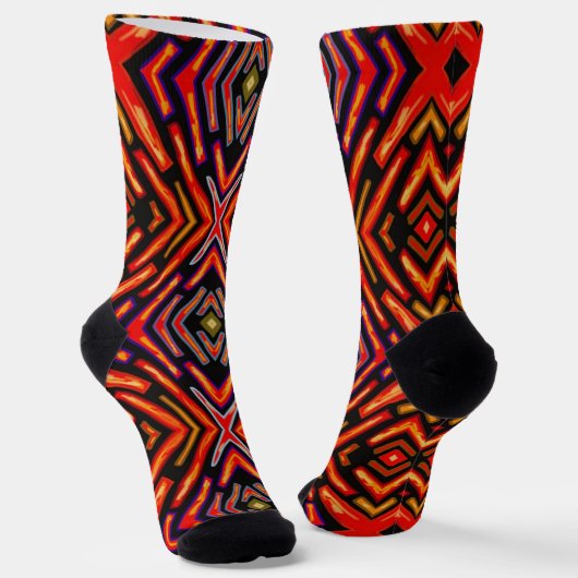 Feuriges Rot Orange Schwarz  Socken (Gewinkelt)