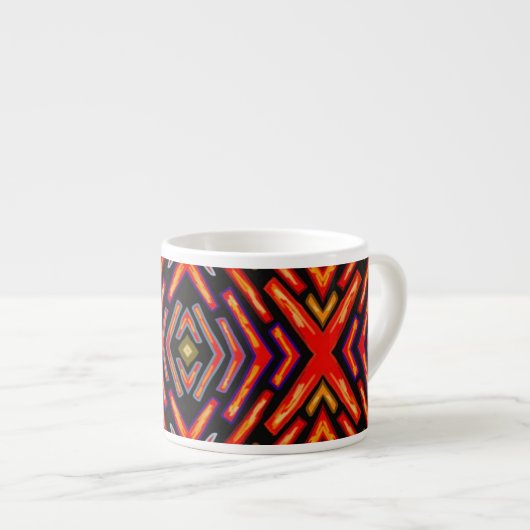Feuriges rotes Flammen-Orange-Schwarz-Muster Espressotasse (Vorderseite Rechts)