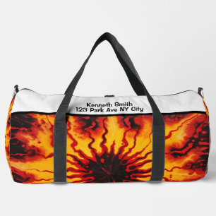 Feuriges Tie Dye Burst Monogramm Personalisiertes Duffle Bag