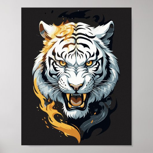 Feuriges Tigermotiv Poster (Vorne)