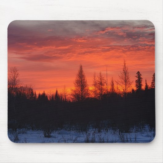 Feuriges Winter-Sonnenuntergangs-Mauspad Mousepad (Vorne)