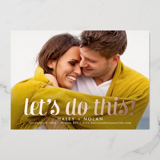 Feurlose Script-EAL-FOIL-Save the Date-Karte Folieneinladung (Vorderseite)