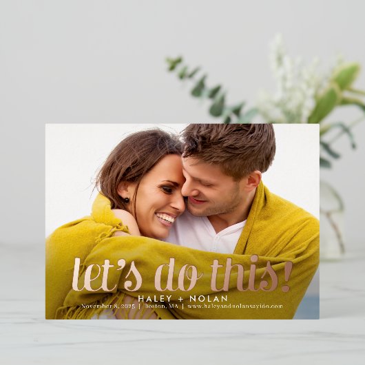 Feurlose Script-EAL-FOIL-Save the Date-Karte Folieneinladung (Stehend vorne)