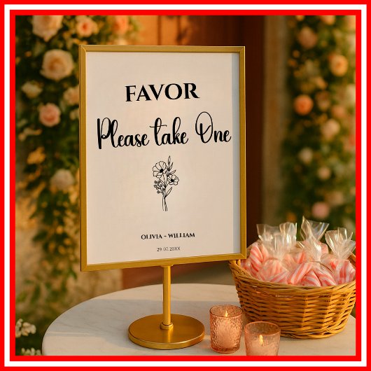Fevor Sign Bitte nehmen Sie eine schwarze Wildblum Poster