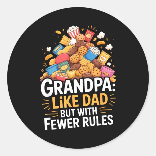 Fewer Rules Funny Grandpa  Runder Aufkleber (Vorderseite)
