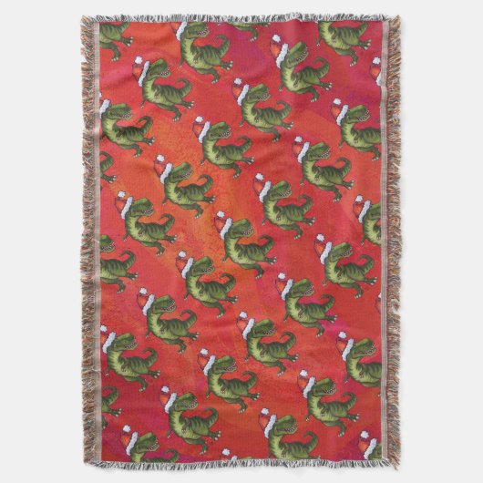 Fextive TRex Dino Muster auf Red Decke (Vorderseite Vertikal)