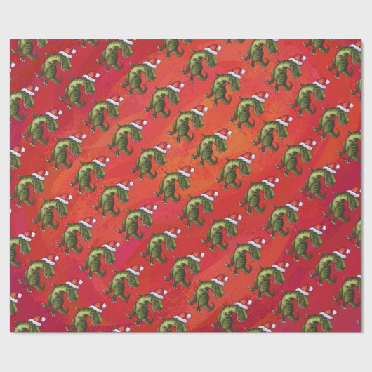 Fextive TRex Dino Muster auf Red Geschenkpapier (Flach)