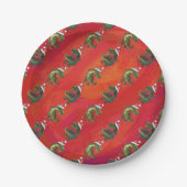 Fextive TRex Dino Muster auf Red Pappteller (Vorderseite)