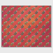 Fextive TRex Dino Muster auf Rot Geschenkpapier (Flach)