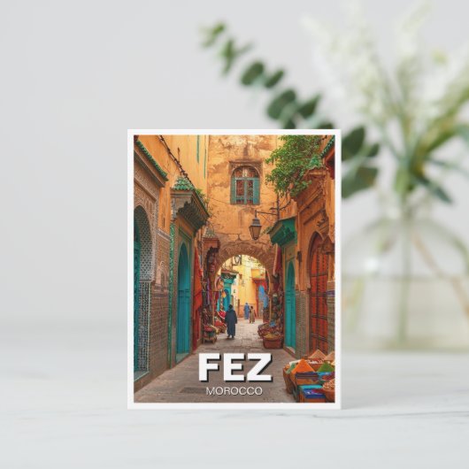 Fez Marokko Reisen Postkarte (Stehend Vorderseite)