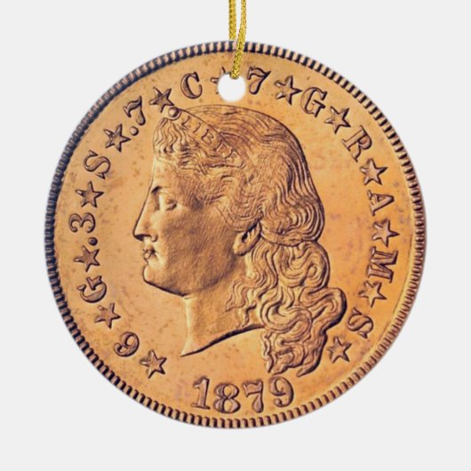 "Fflüge Hair Stella vier Dollar Münzschmuck" Keramik Ornament (Vorne)