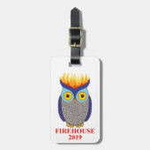 FH blauer Eulen-Gepäckanhänger Gepäckanhänger (Vorderseite vertikal)