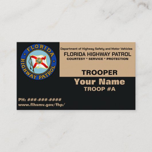 FHP Florida Highway Patrol Business Card Visitenkarte (Vorderseite)