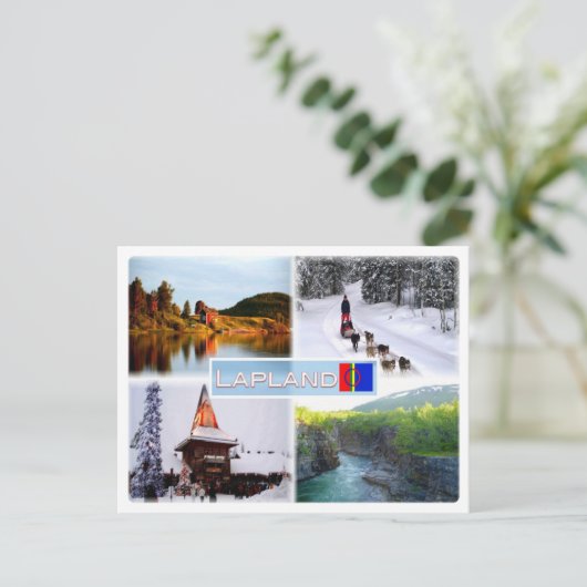 FI Lapland - See Inari - Lammintupa - Santa Claus Postkarte (Stehend Vorderseite)