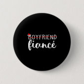 Fiance Fiancee Engaged Couples Matching Christmas  Button (Vorderseite)