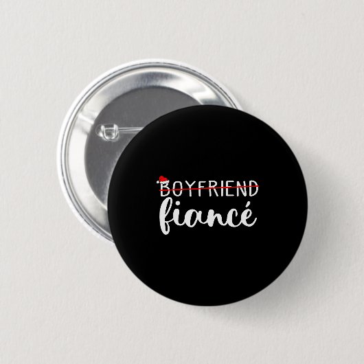 Fiance Fiancee Engaged Couples Matching Christmas  Button (Vorne & Hinten)