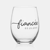 Fiancée Elegant Typografy Custom Verlobung Gift Weinglas Ohne Stiel (Vorderseite)