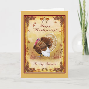 Fiancee Happy Thanksgiving Turkey Card Feiertagskarte