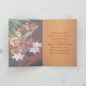Fiancee - Romantische Weihnachtskarte.Glas Wein Feiertagskarte (Innenseite)