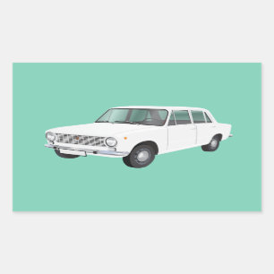 Fiat 124 weiß rechteckiger aufkleber