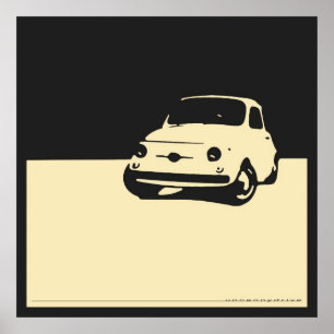 Fiat 500, 1959 - Creme auf Holzkohlenschwarzem Poster
