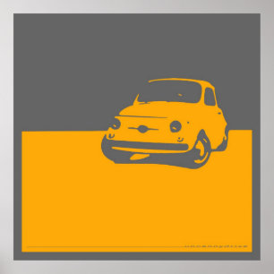 Fiat 500, 1959 - färben Sie sich auf Grau gelb Poster