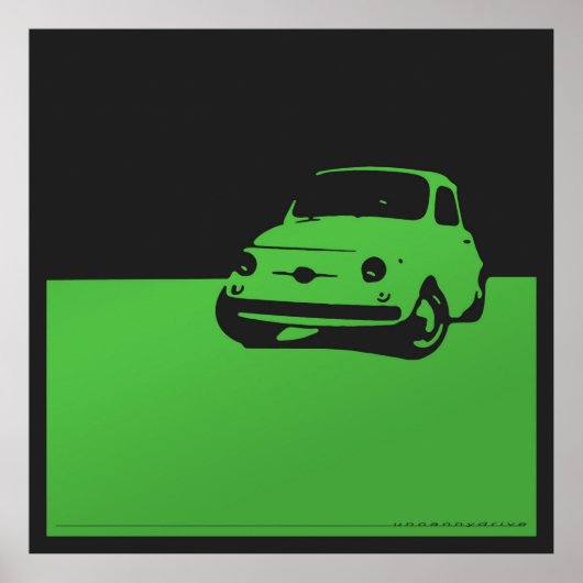 Fiat 500, 1959 - Grün auf Holzkohle, schwarz Poster (Vorne)