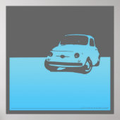Fiat 500, 1959 - Hellblau auf grau Poster (Vorne)