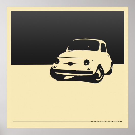Fiat 500, 1959 - Holzkohle schwarz auf Cremeposter Poster (Vorne)