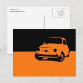 Fiat 500, 1959 - Orange auf dunkler Postkarte (Vorne/Hinten)