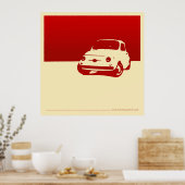 Fiat 500, 1959 - Red on cream poster (Küche)