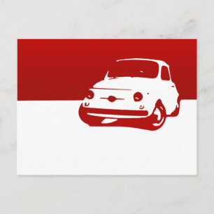 Fiat 500, 1959 - rot am Licht Postkarte