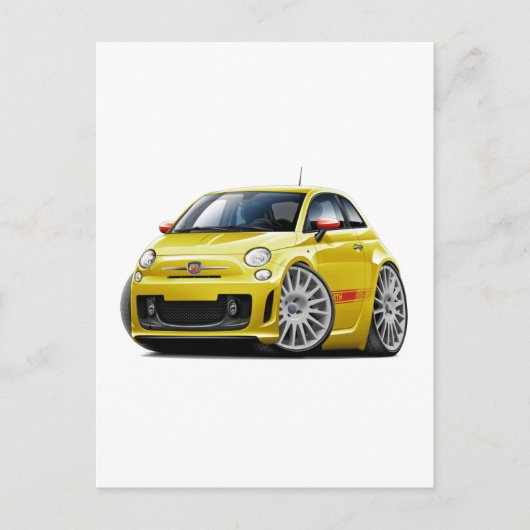 Fiat 500 Abarth Yellow Car Postkarte (Vorderseite)