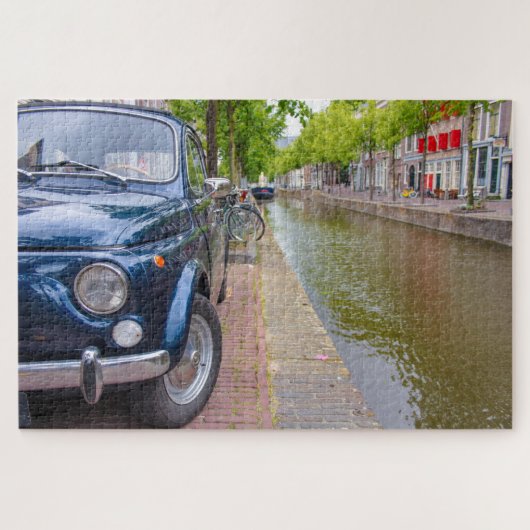 Fiat 500 Auto auf Kanal, Amsterdam Puzzle (Horizontal)