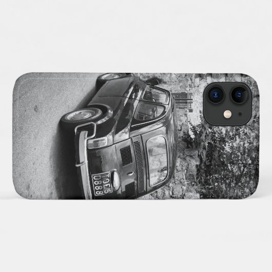 FIAT 500 Auto in Schwarz-Weiß Case-Mate iPhone Hülle (Rückseite (Horizontal))