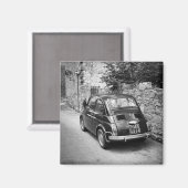 FIAT 500 Auto in schwarz-weiß Magnet (Vorderseite/Rückseite)