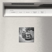 FIAT 500 Auto in schwarz-weiß Magnet (In Situ (Geschirrspüler))