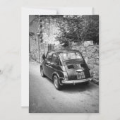 FIAT 500 Auto in Schwarz-Weiß Magneteinladung (Vorderseite)