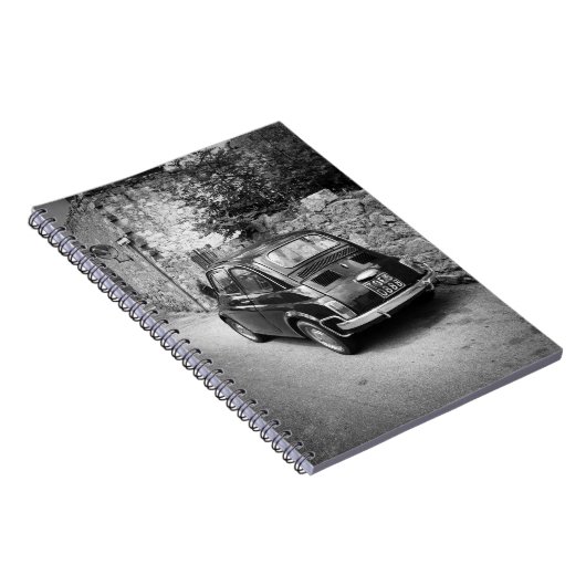 FIAT 500 Auto in schwarz-weiß Notizblock (Rechte Seite)