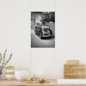 FIAT 500 Auto in schwarz-weiß Poster (Küche)