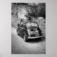 FIAT 500 Auto in schwarz-weiß