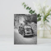 FIAT 500 Auto in schwarz-weiß Postkarte (Stehend Vorderseite)