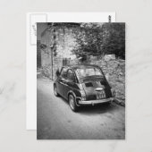 FIAT 500 Auto in schwarz-weiß Postkarte (Vorne/Hinten)